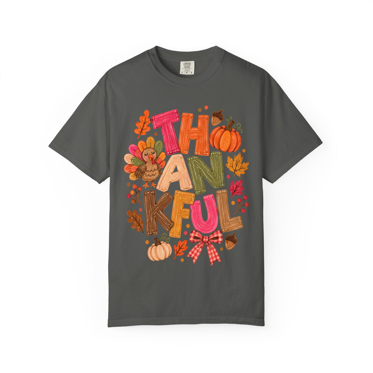 Thankful Turkey Shirt, Cute Thanksgiving Tee, Colorful Fall Graphic T-Shirt, Thanksgiving Outfit, Autumn Shirt, Fall Teacher Gift