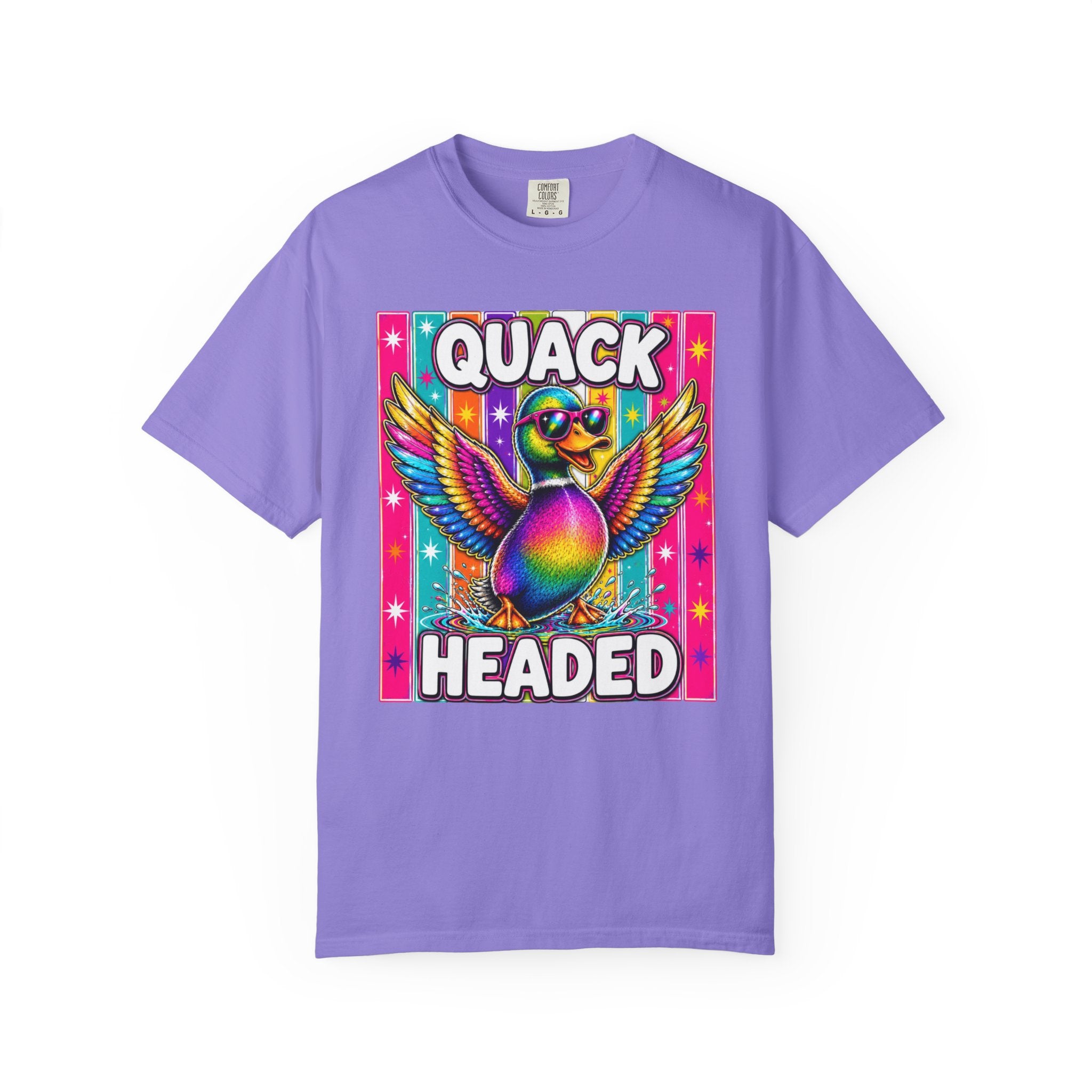 Quack Headed Duck T Shirt Vibrant Retro Rainbow Duck Graphic Tee