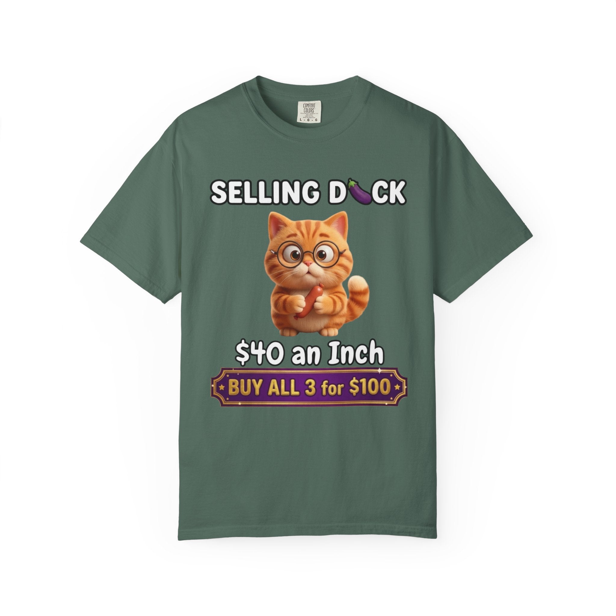 Funny Cat Graphic T-Shirt  Selling D ck Novelty Tee with Cute Kitten 40 an Inch Slogan