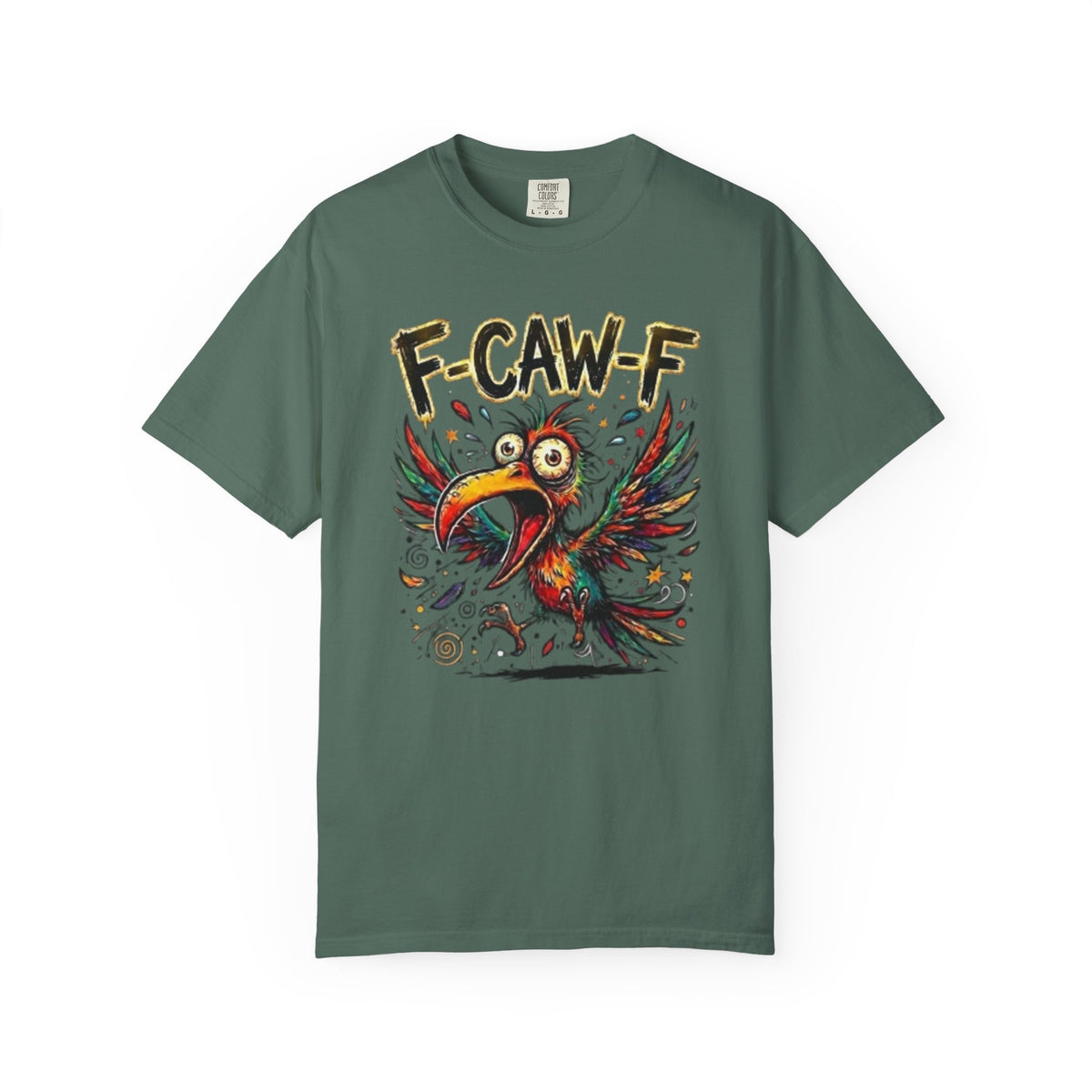 F-CAW-F Cartoon Parrot T-Shirt Colorful Tropical Bird Graphic Tee