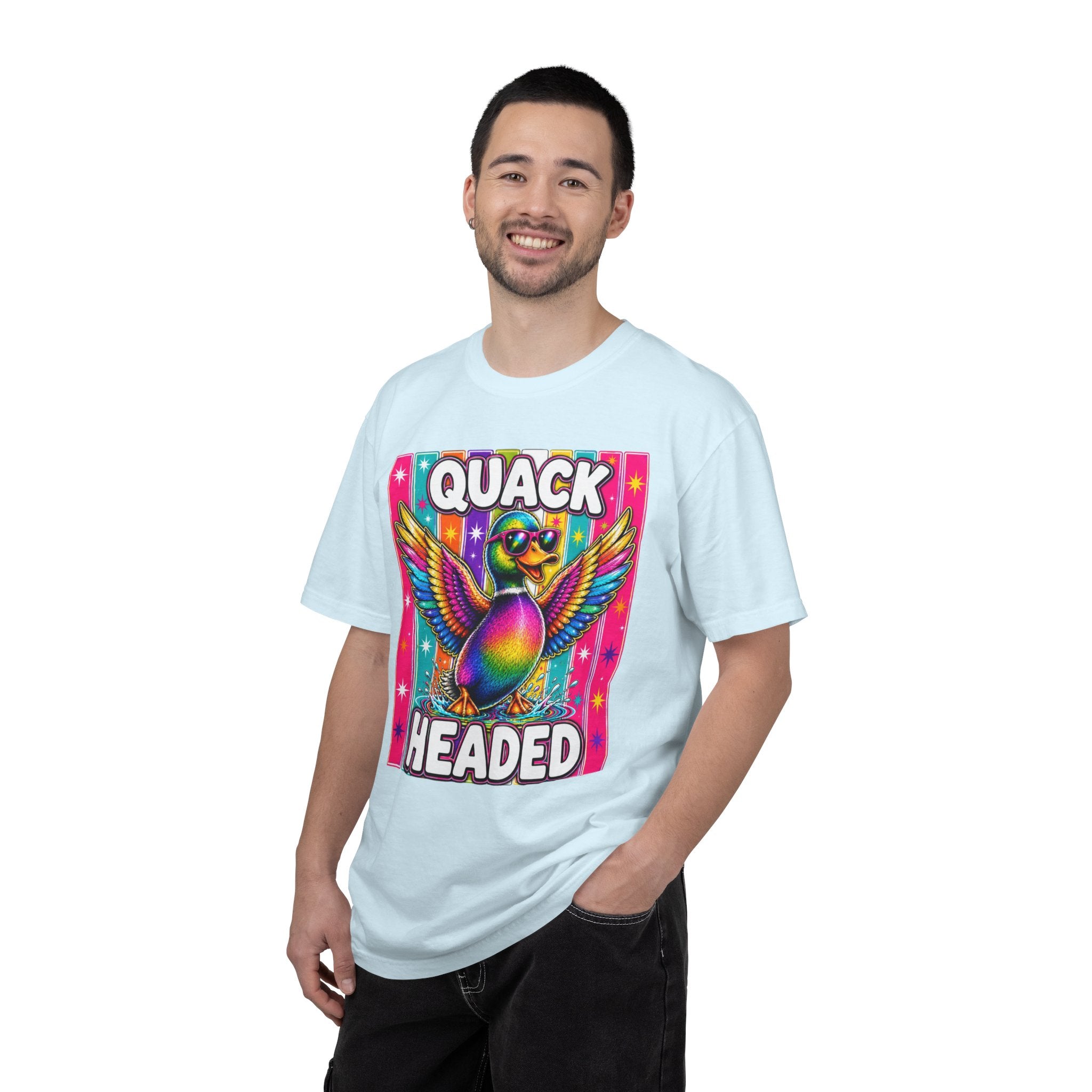 Quack Headed Duck T Shirt Vibrant Retro Rainbow Duck Graphic Tee