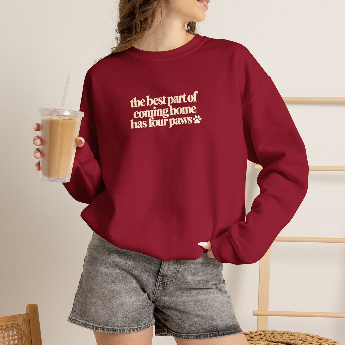 Dog Mom Sweatshirt, The Best Part of Coming Home Has Four Paws, Minimalist Dog Lover, Cute Pet Mom Gift, Christmas Gift for Dog Lovers