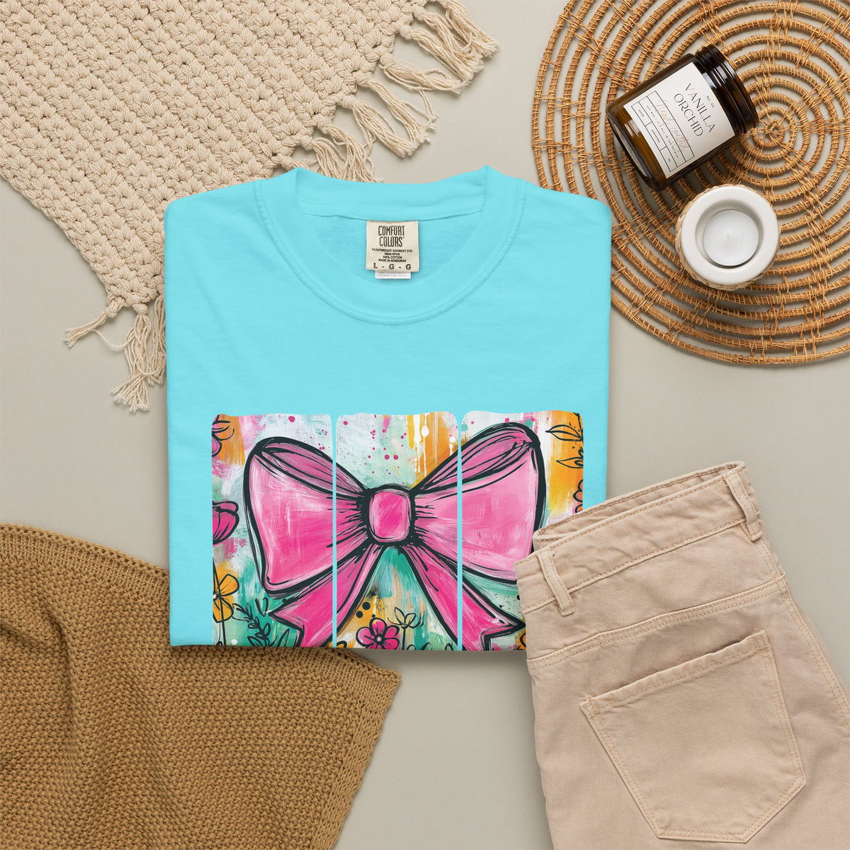 Pink Bow Floral Illustration Tee Shirt | She is Worthy Proverbs 31 Christian Tee