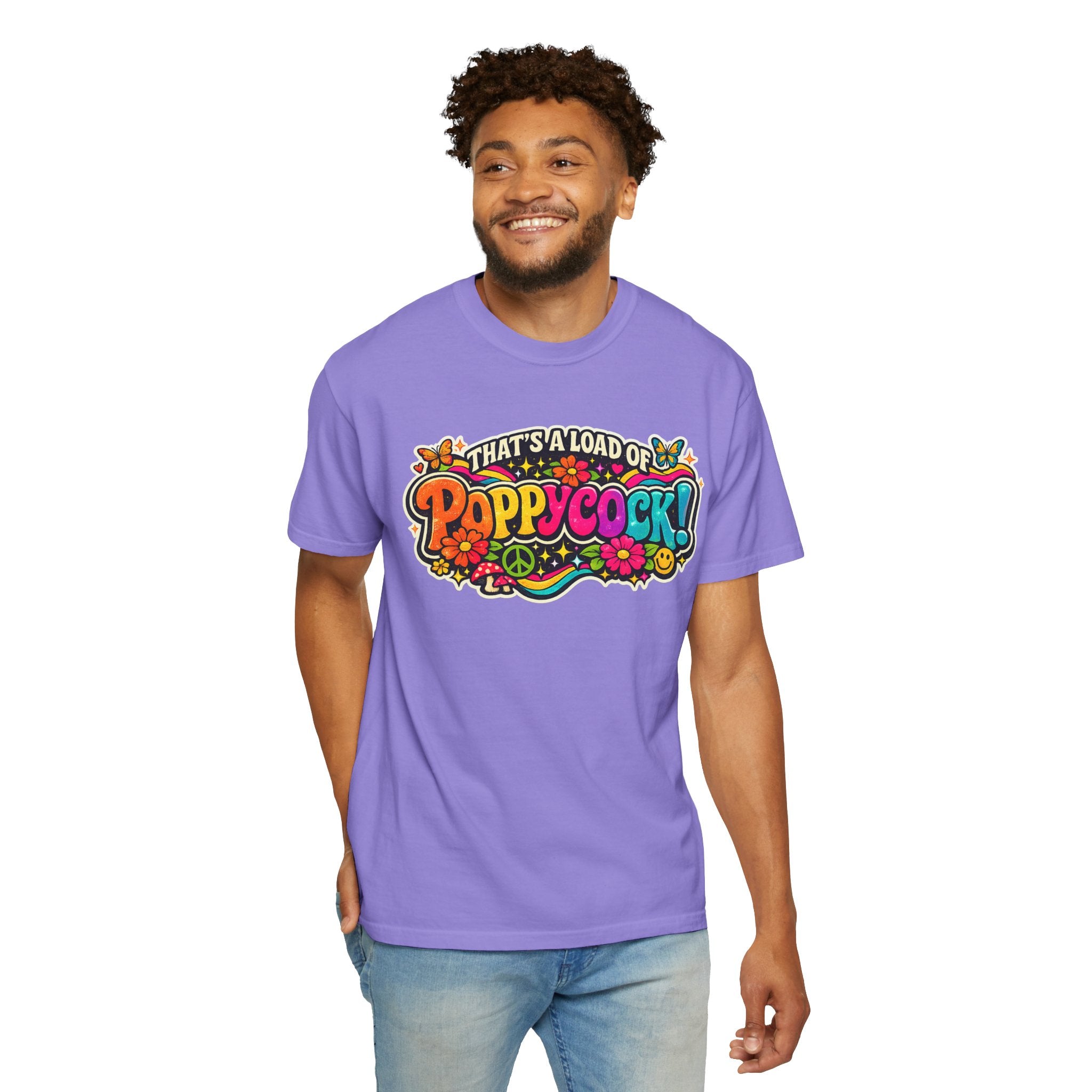 Poppycock Retro Hippie T Shirt  That’s a Load of Poppycock Colorful Vintage Floral Tee