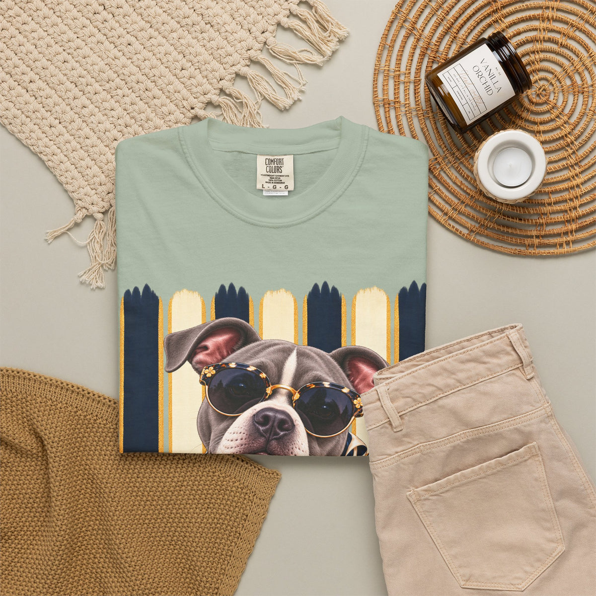 Pitbull Mom Shirt, Blue Gray Pit Bull Comfort Colors Tee, Chic Dog Lover Gift, Boutique Pet Graphic T-Shirt, Artsy Pet Lovers Collection