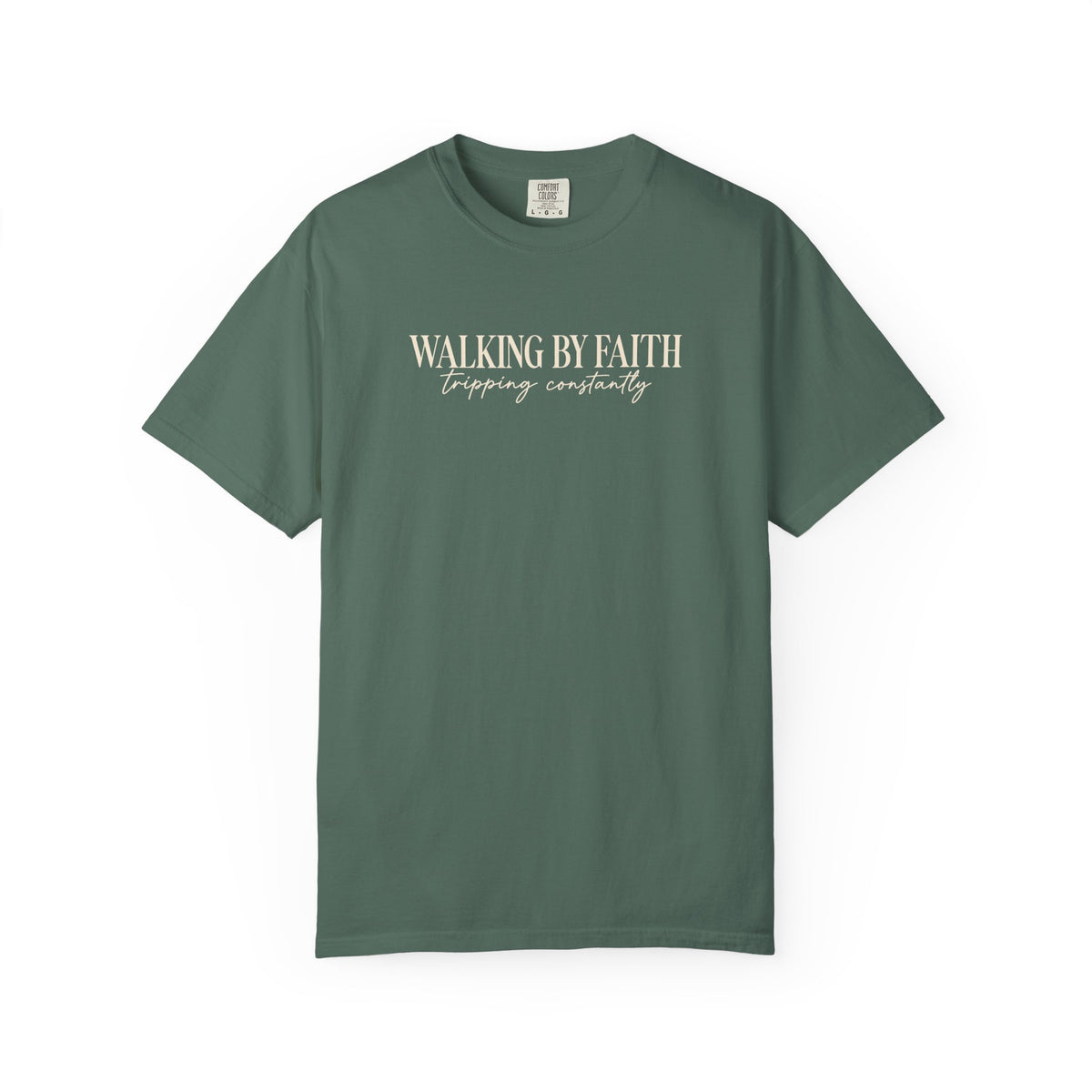 Walking by Faith T Shirt Christian Inspirational Tee Walking by Faith, tripping constantly