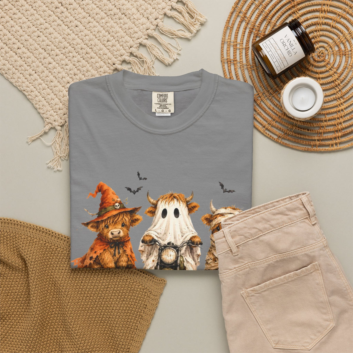 Halloween Pumpkin Cat Ghost T Shirt Cute Spooky Trio Tee