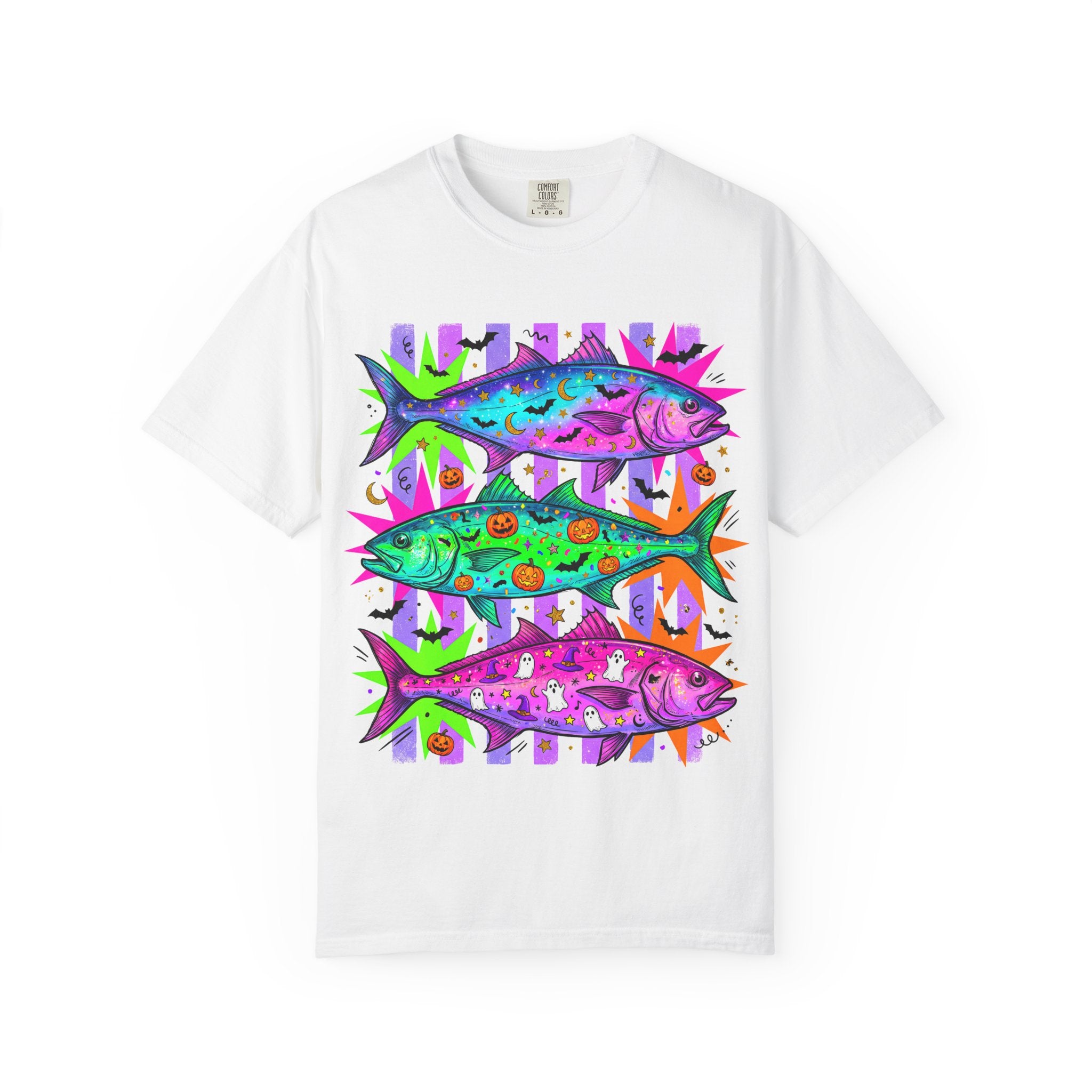 Bright Halloween Tropical Mackerel T-Shirt — Colorful Surf & Beach Fish Graphic Tee