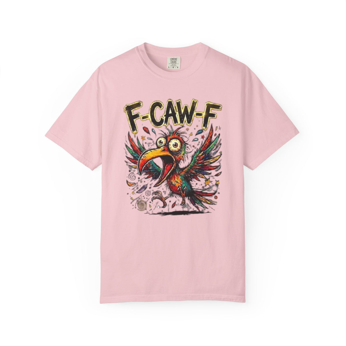 F-CAW-F Cartoon Parrot T-Shirt Colorful Tropical Bird Graphic Tee