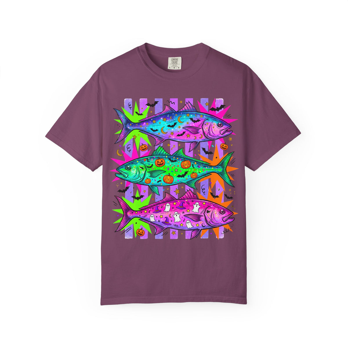 Bright Halloween Tropical Mackerel T-Shirt — Colorful Surf & Beach Fish Graphic Tee