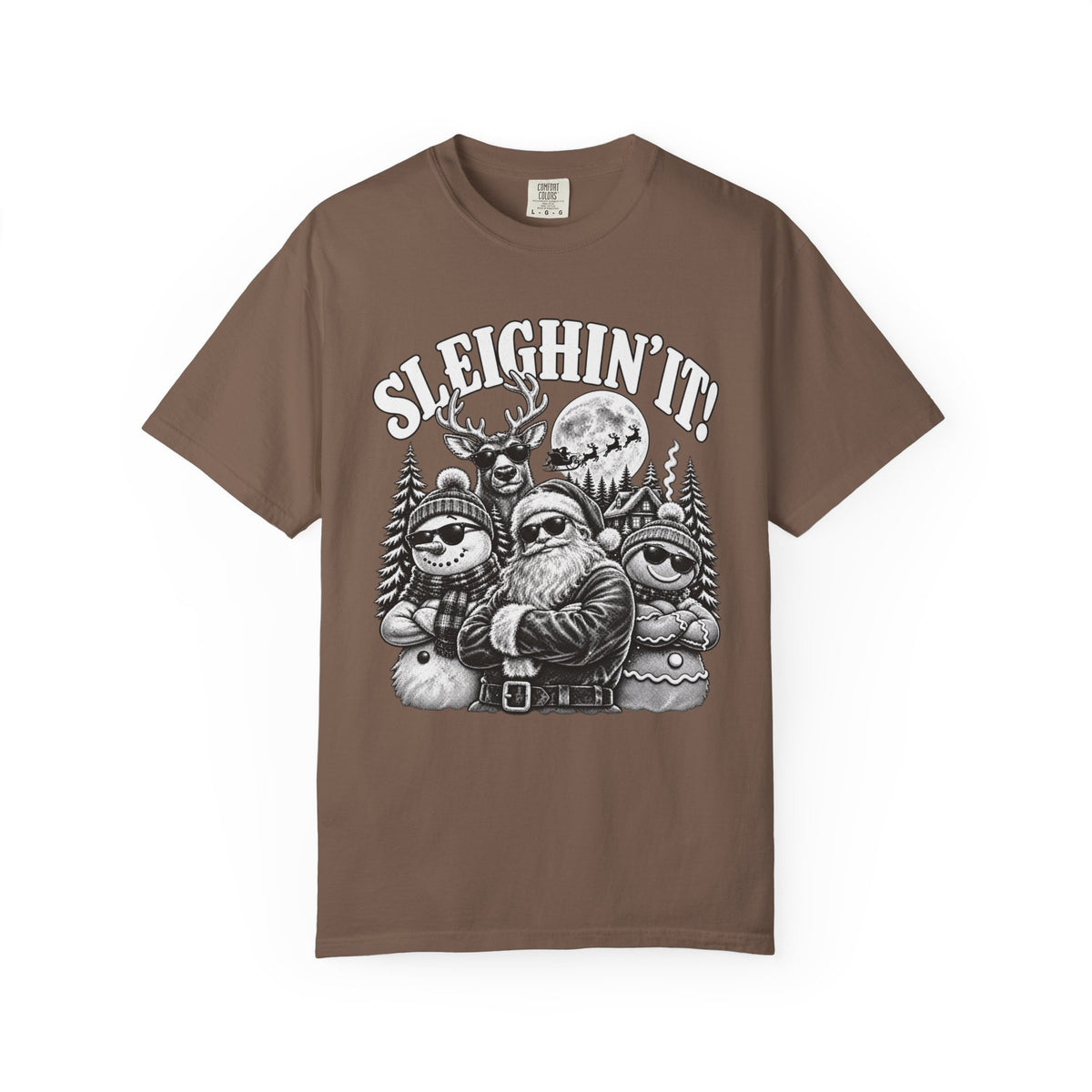 Sleighin It Funny Christmas Shirt, Vintage Santa Graphic Tee, Retro Christmas T-Shirt, Funny Holiday Shirt, Christmas Gift for Men Women