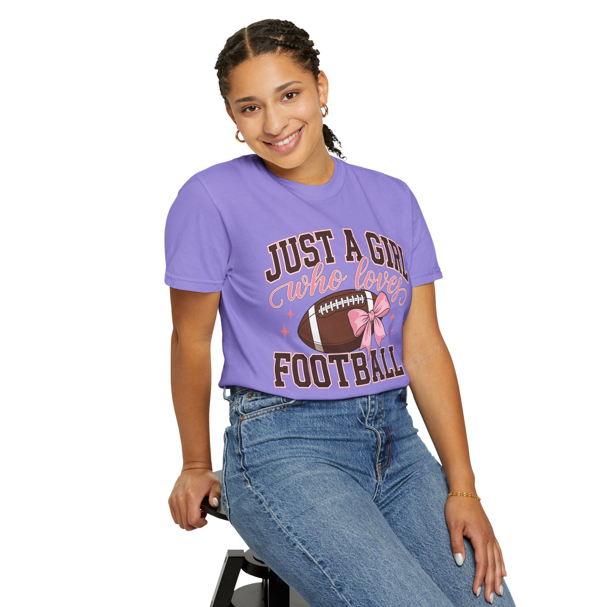 Just A Girl Who Loves Football T Shirt Pink Bow Football Tee