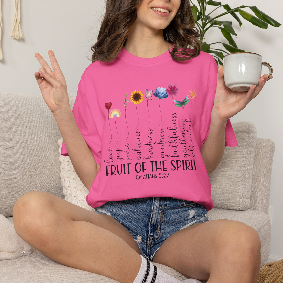 Fruit of the Spirit Floral Tee shirt | Galatians 5:22 Scripture Tee