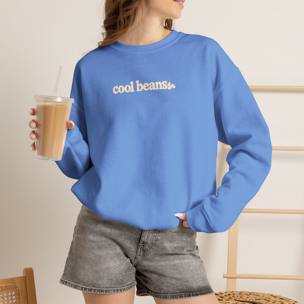 cool beans text Crewneck Sweatshirt | minimalist typography, black sweatshirt