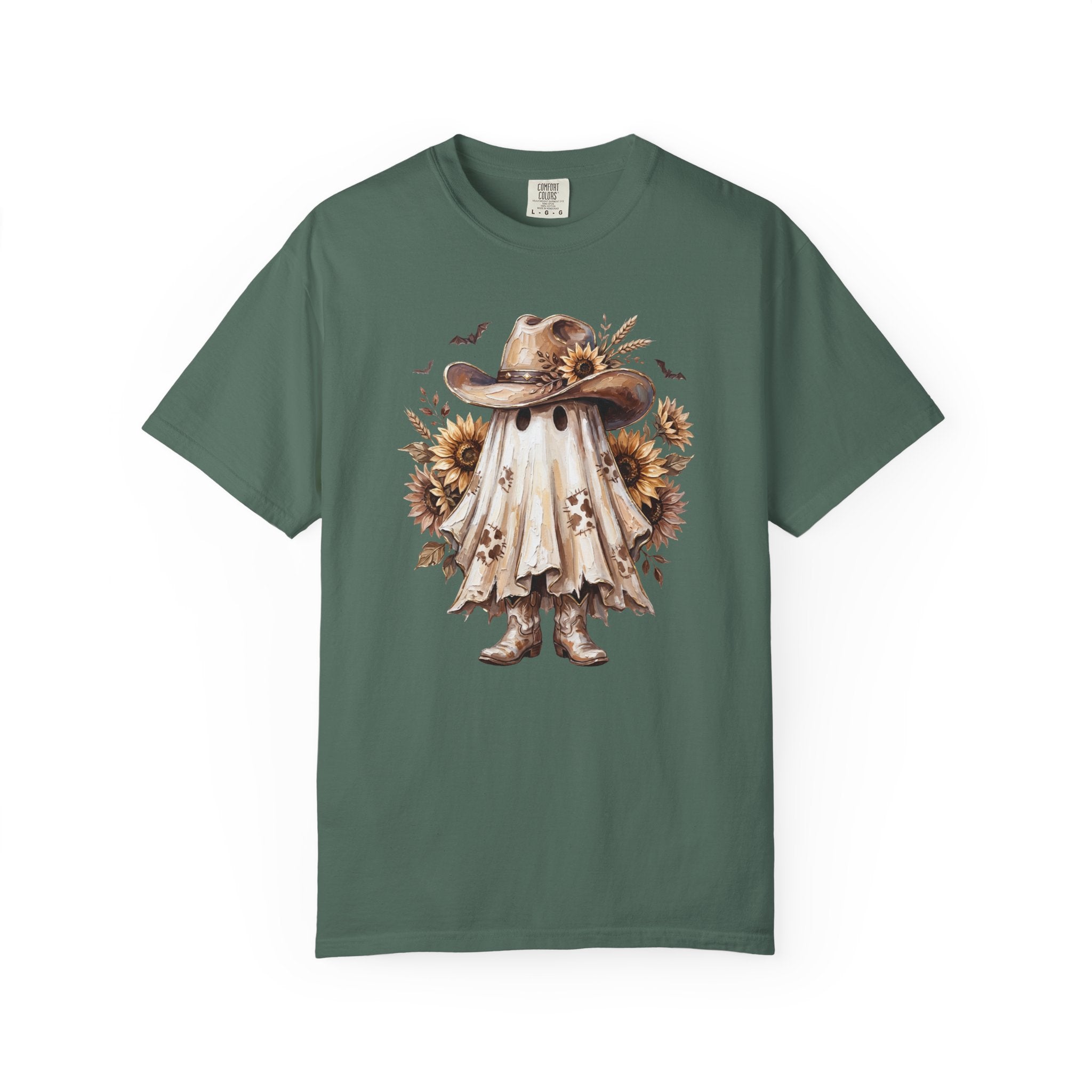 Ghost Cowboy T Shirt Cute Sunflower Halloween Tee