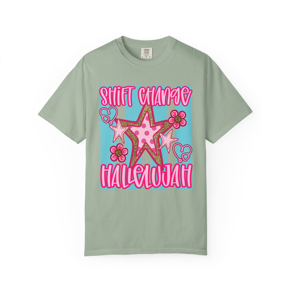 Shift Change Hallelujah T Shirt Cute Pink Star Nurse Worker Tee