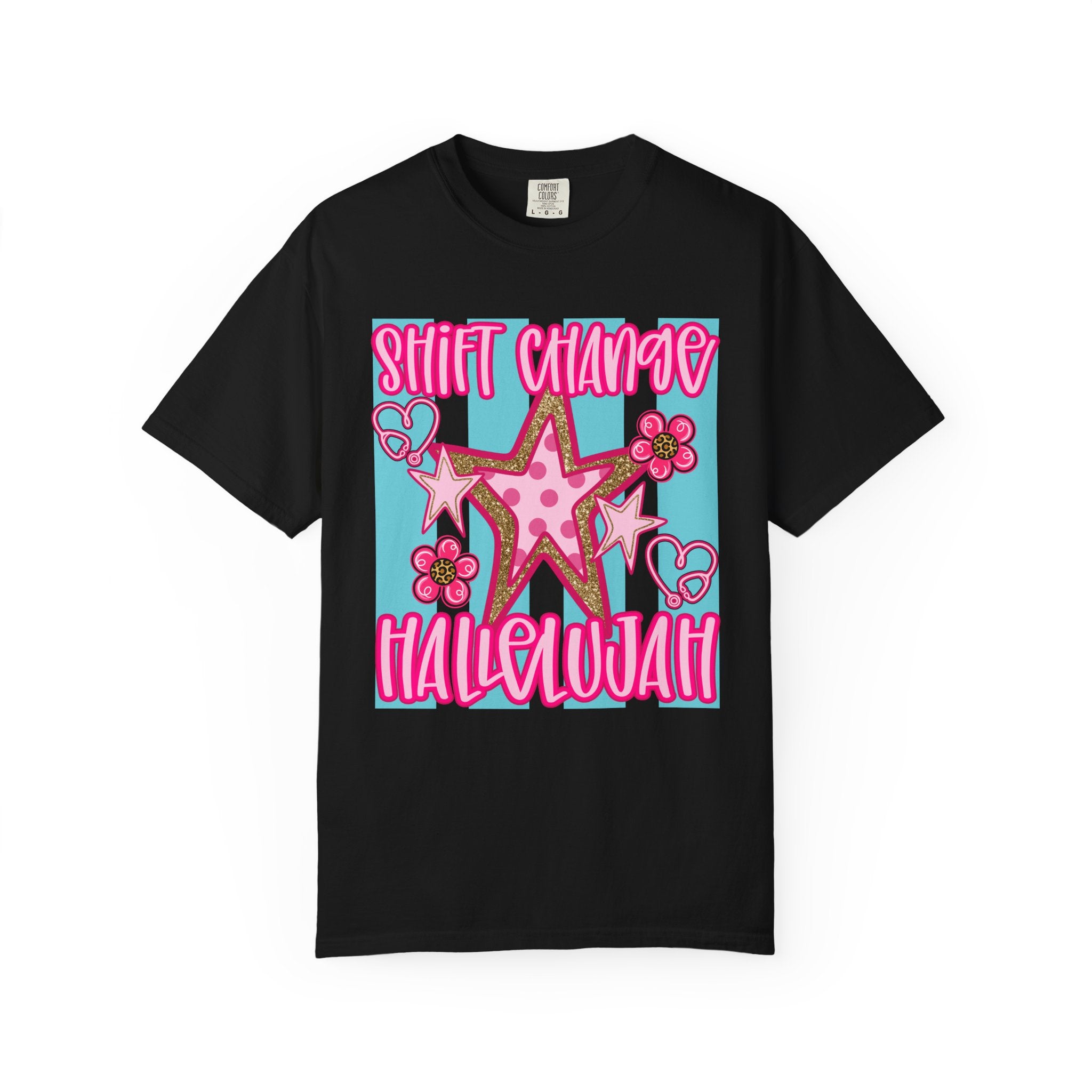 Shift Change Hallelujah T Shirt Cute Pink Star Nurse Worker Tee