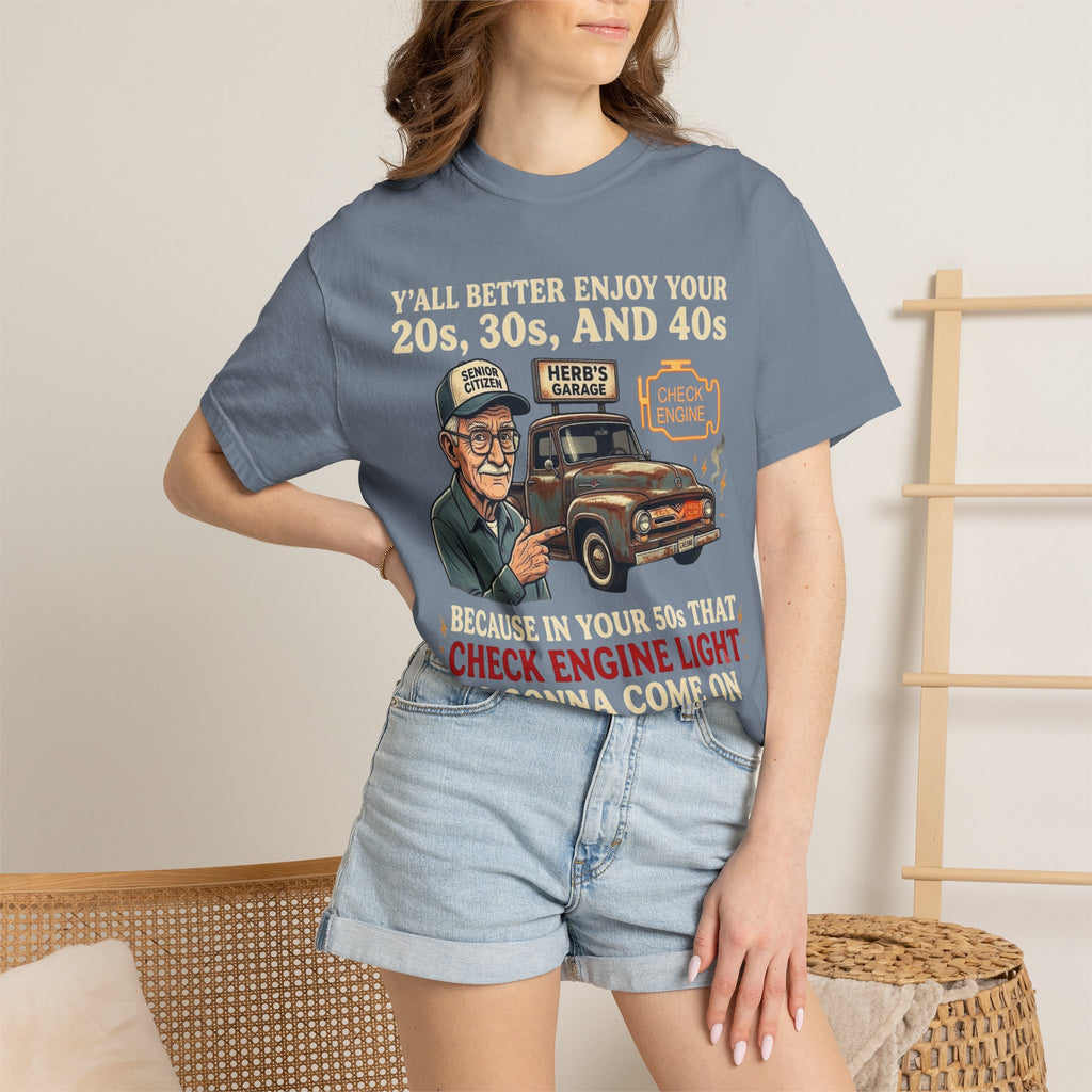 Check Engine Light Tee Shirt Funny Vintage Grandpa Truck Tee