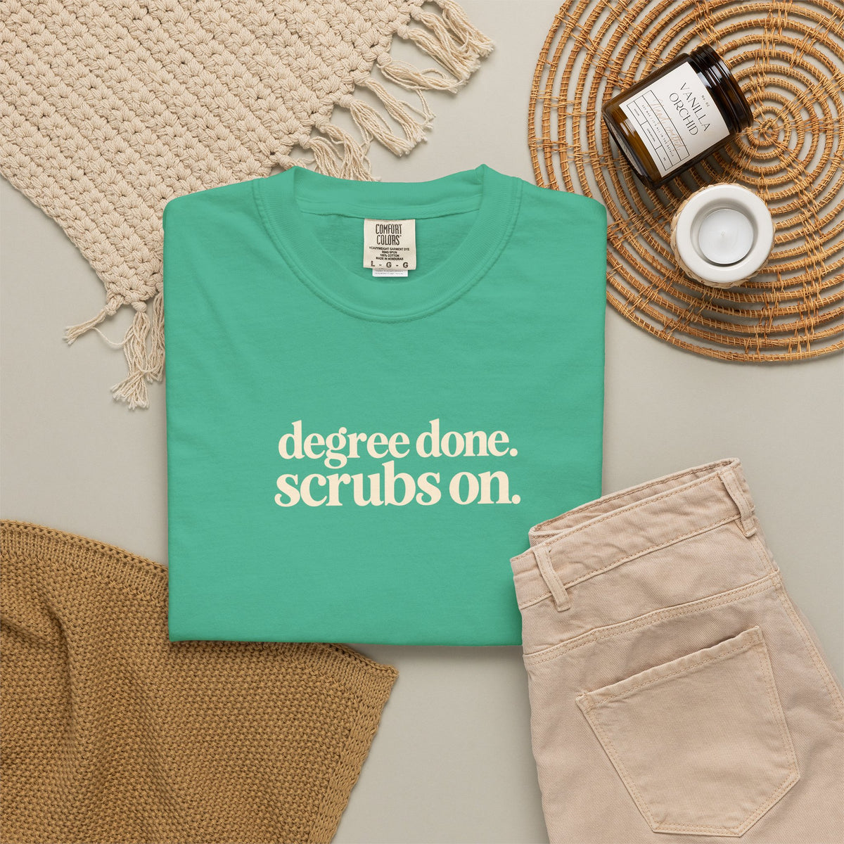 Nursing Graduation Shirt, Degree Done Scrubs On Tee, New Nurse Gift, Comfort Colors Nurse Shirt, RN LPN Graduation Gift