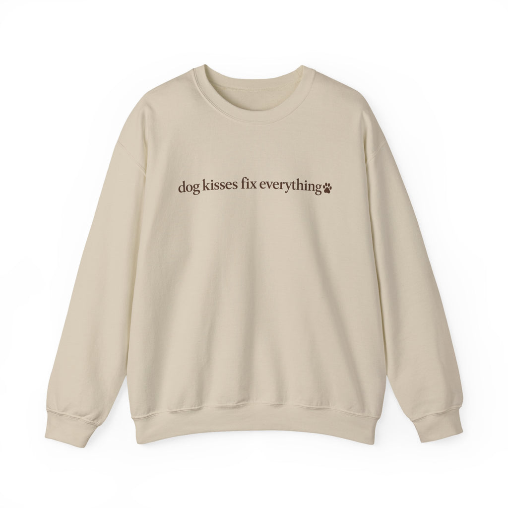 Dog Kisses Fix Everything Sweatshirt, Minimalist Dog Mom Crewneck, Cute Dog Lover Gift, Cozy Pet Mom Sweater, Christmas Gift for Dog Lovers