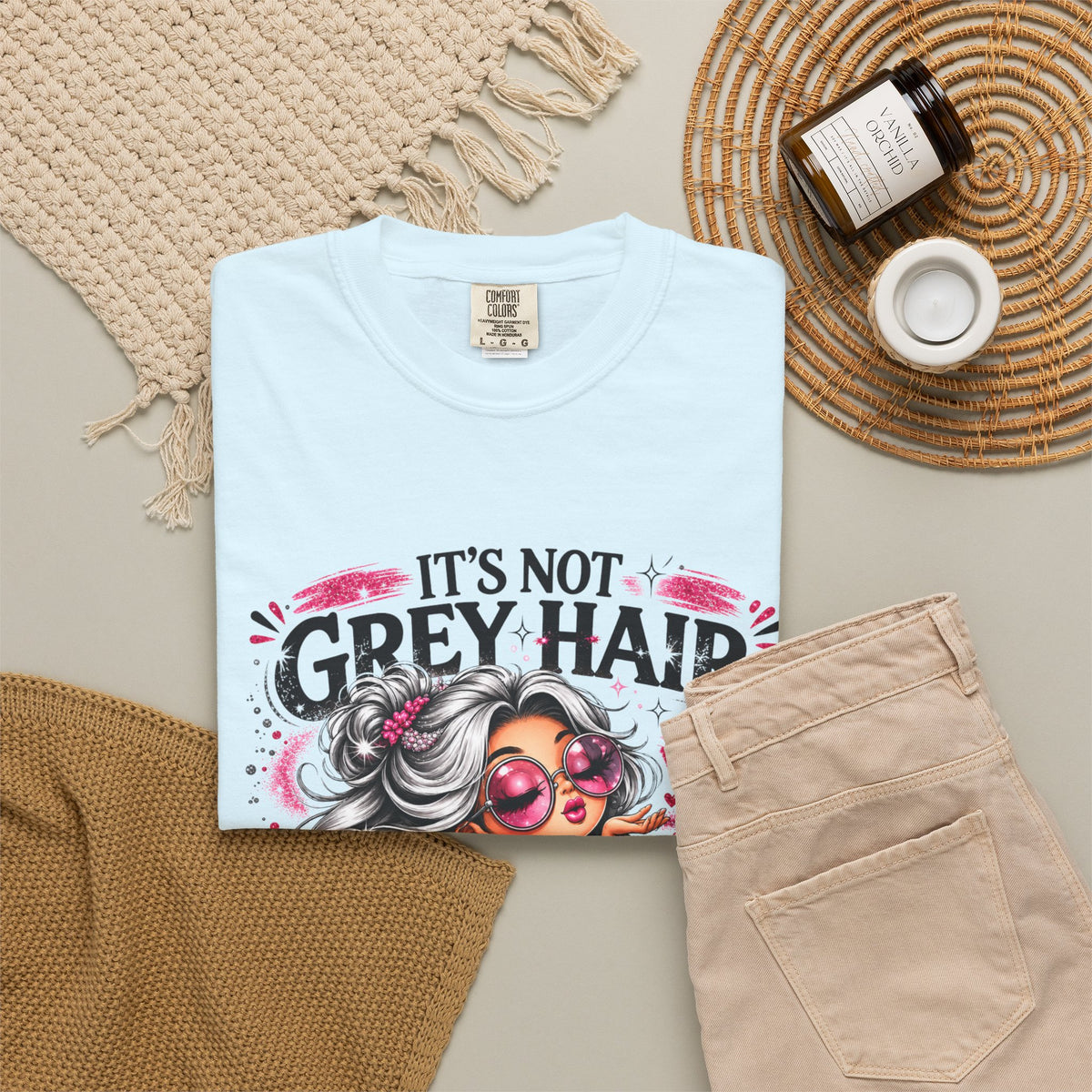T-Shirt Its Not Grey Hair Its Wisdom Glitter Graphic Tee