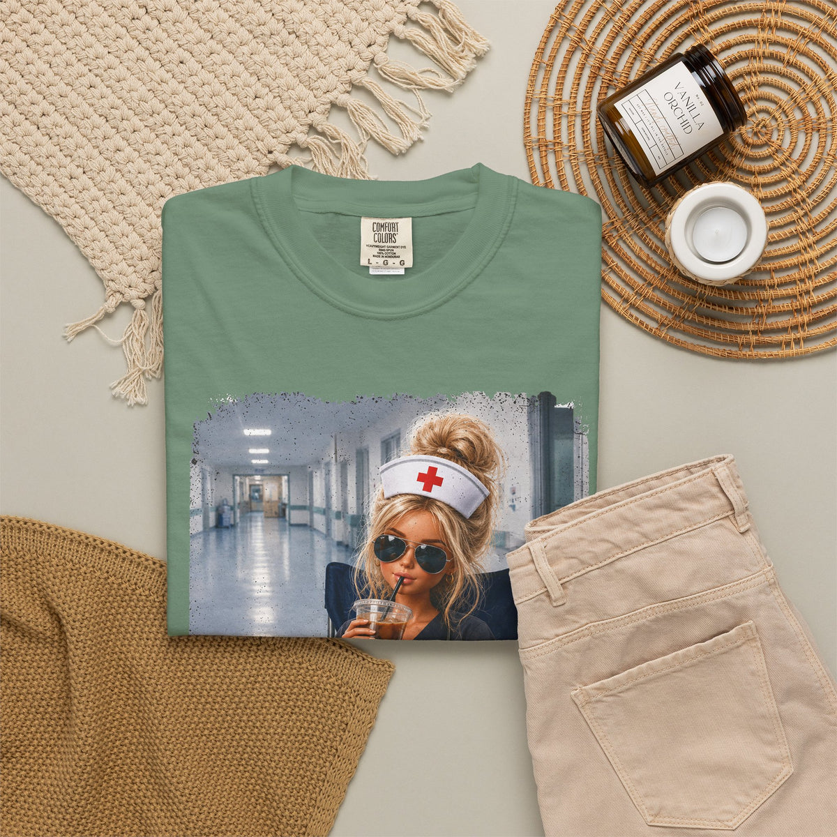 Funny Nurse Shirt, I Live Here Now Nurse Tee, Comfort Colors Nursing Shirt, Sarcastic Nurse Gift, ER Nurse Humor, Healthcare Worker Gift