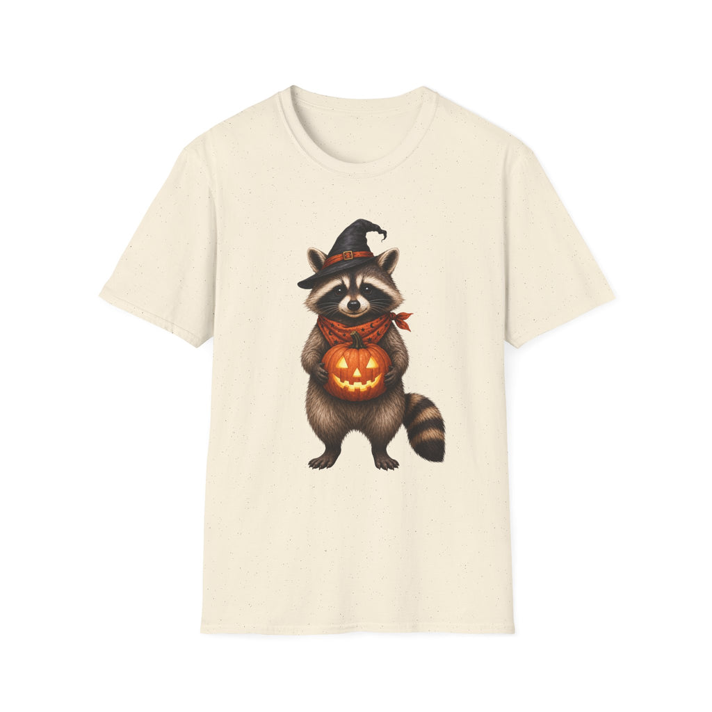 Raccoon Witch Halloween T Shirt Cute Pumpkin Trick-or-Treat Tee