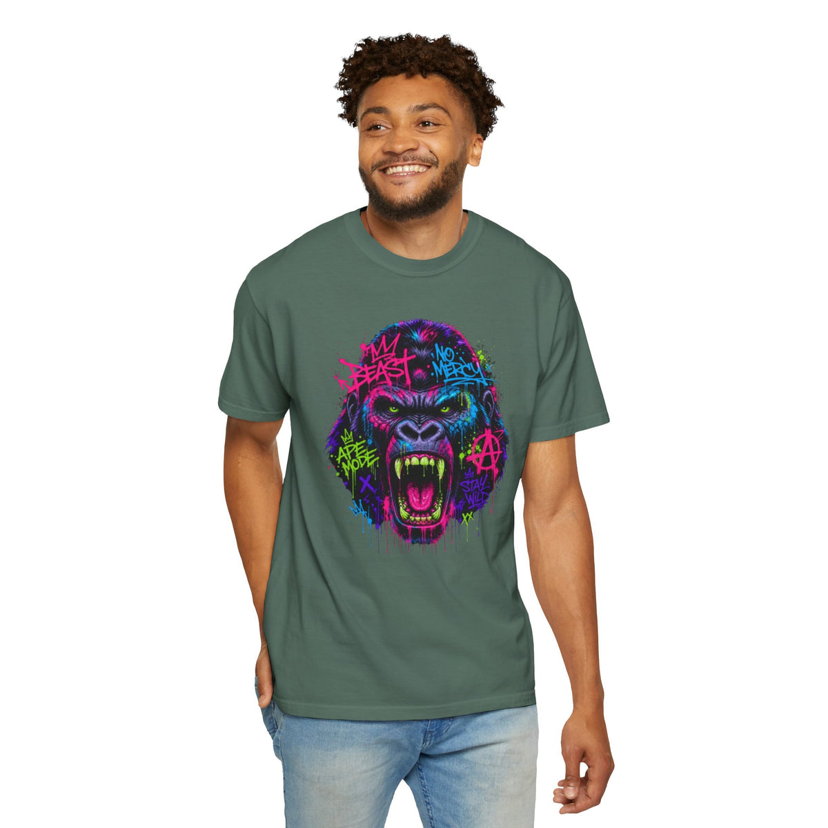 Gorilla Graffiti T Shirt Neon Street Art Ape Design