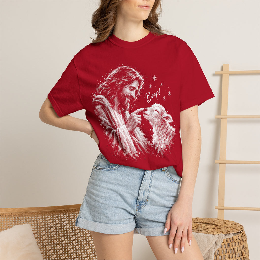 Jesus Boop Shirt, Jesus and Lamb Christian T-Shirt, Cute Faith Based Tee, Funny Jesus Shirt, Religious Gift for Women, Christian Graphic Tee