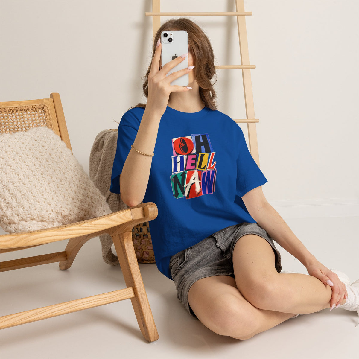 Oh Hell Naw Graphic Tee Colorful Retro Statement Shirt