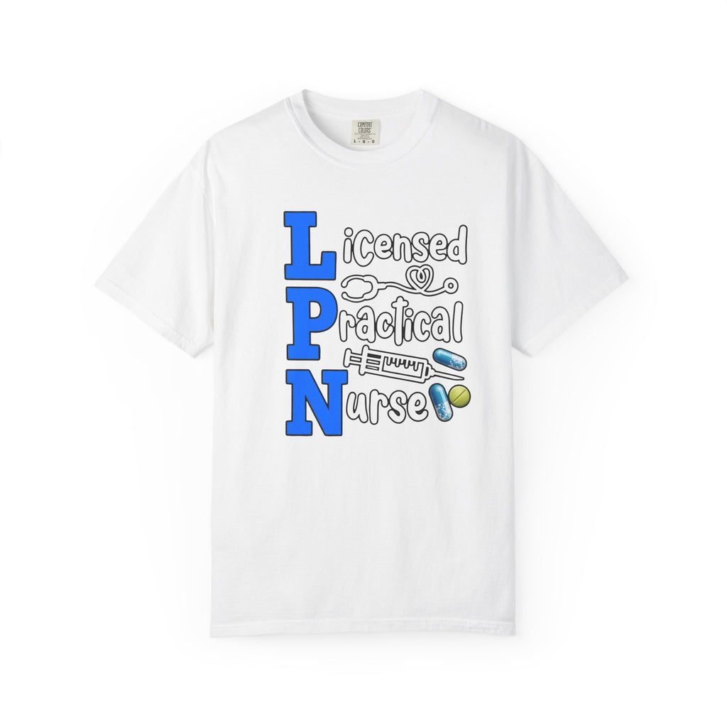 LPN Licensed Practical Nurse Graphic T-Shirt Cute Medical Badge & Pills Design
