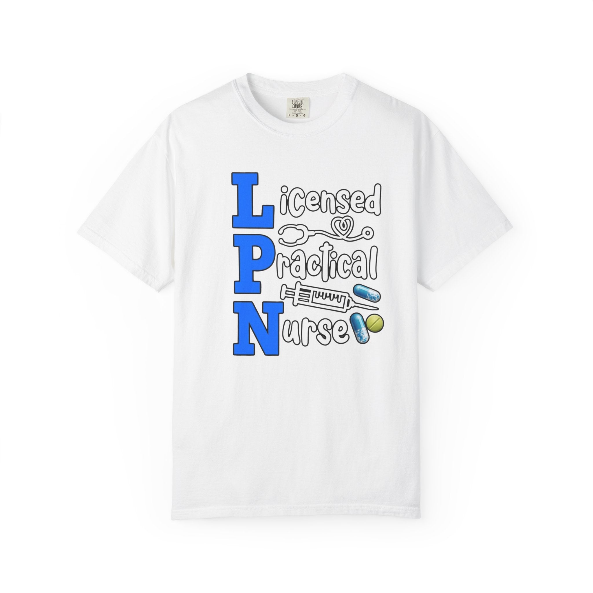 LPN Licensed Practical Nurse Graphic T-Shirt Cute Medical Badge & Pills Design
