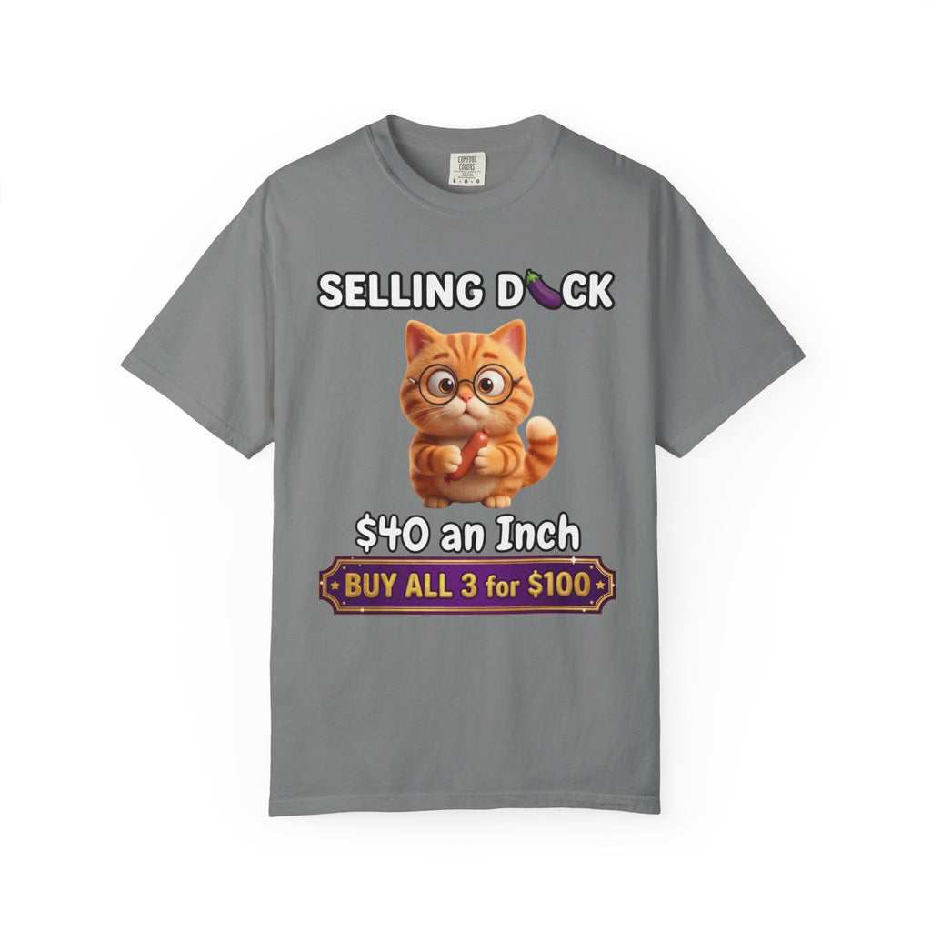 Funny Cat Graphic T-Shirt  Selling D ck Novelty Tee with Cute Kitten 40 an Inch Slogan