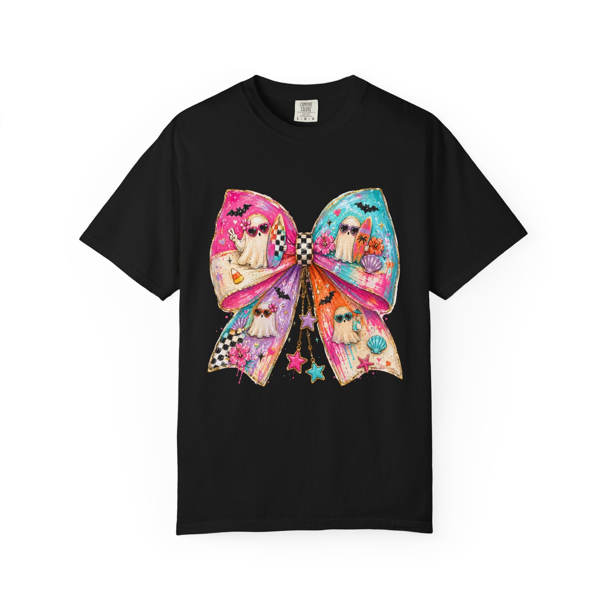 Colorful Bow Graphic T Shirt Cute Rainbow Bow Design