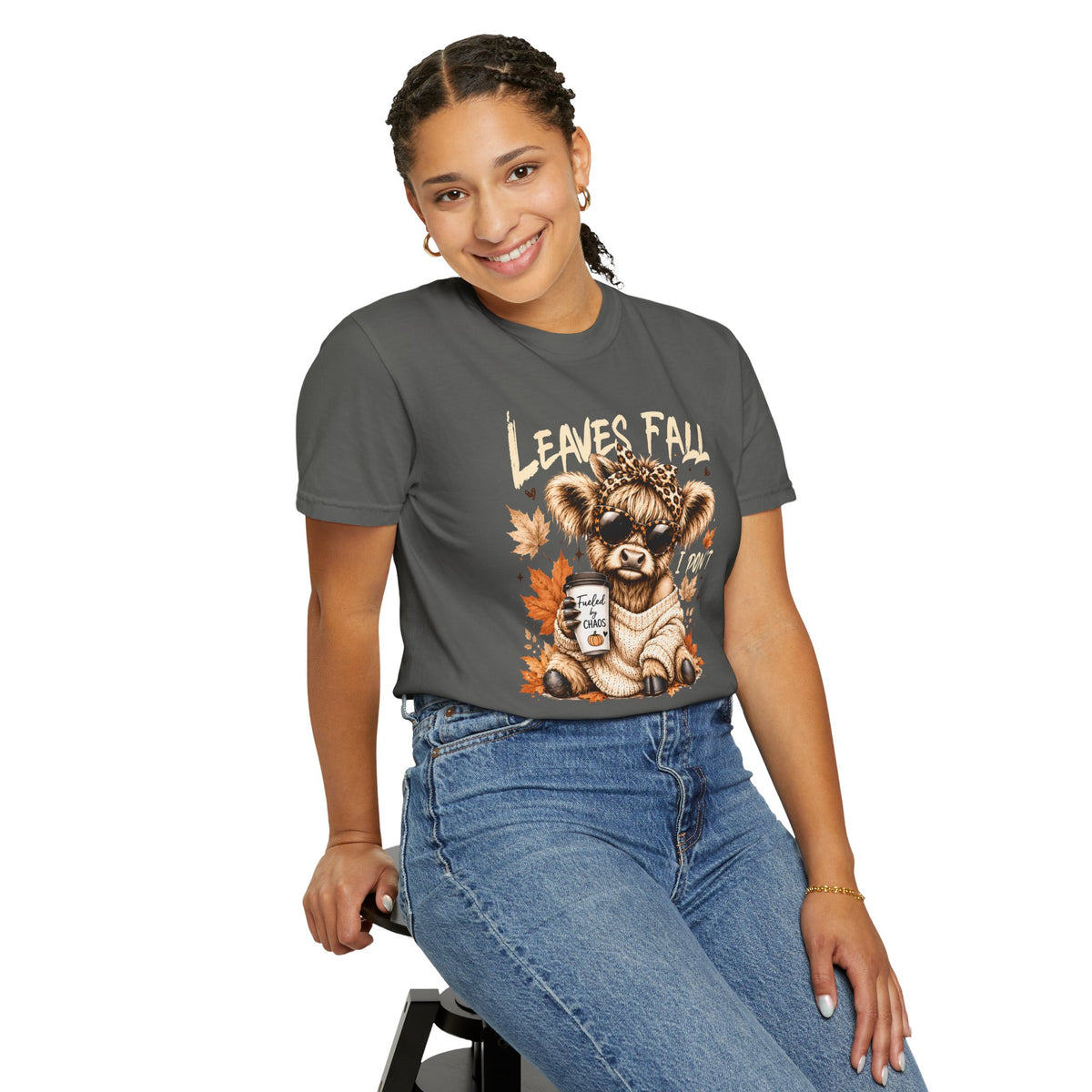 Fall Cow Graphic Tee Shirt Leaves Fall I Dont Cozy Autumn Tee