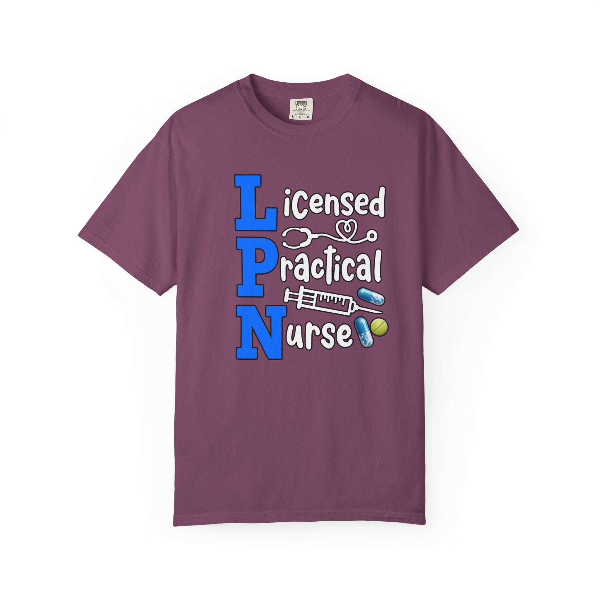 LPN Licensed Practical Nurse Graphic T-Shirt Cute Medical Badge & Pills Design