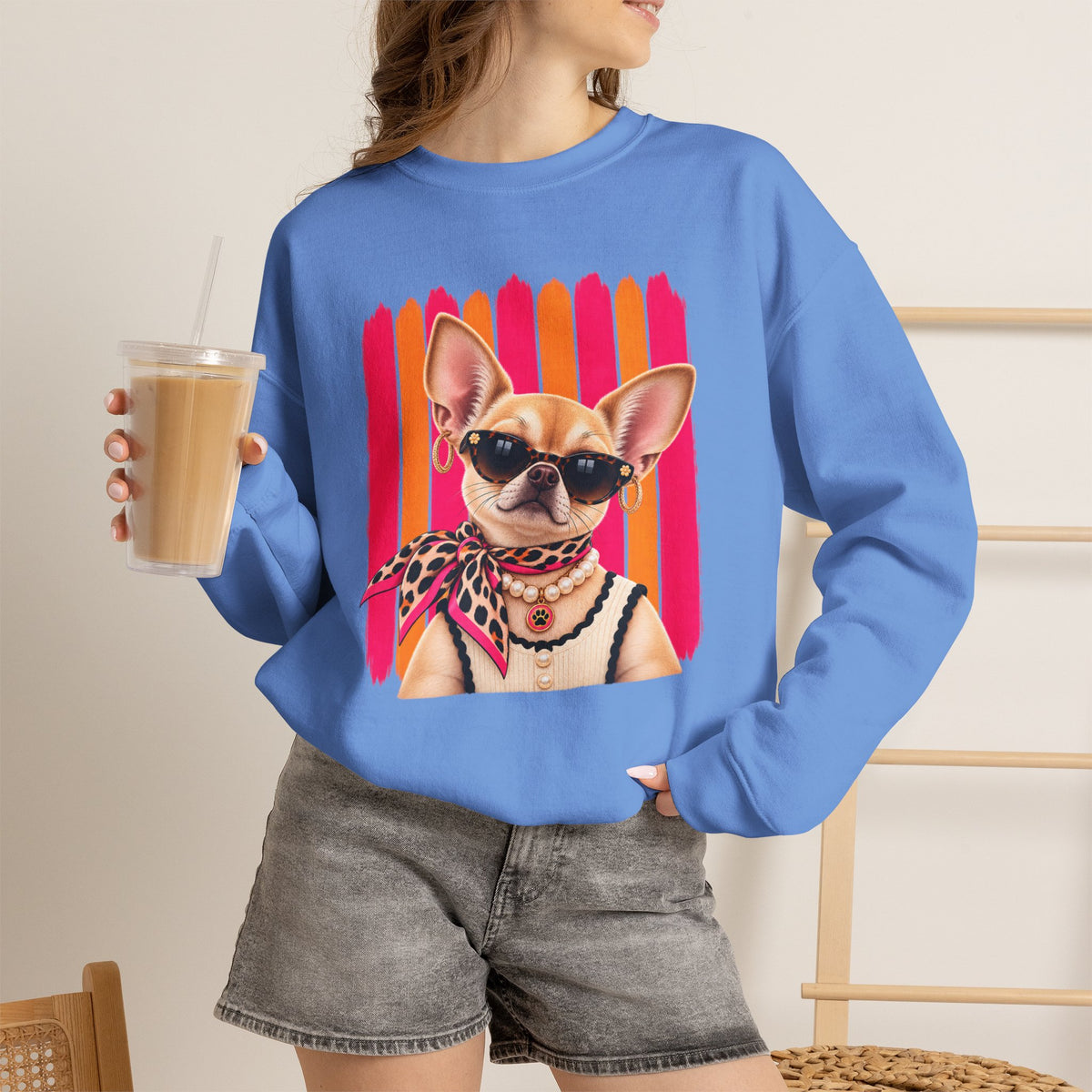 Chihuahua Sweatshirt, Unique Dog Lover Gift, Sassy Chihuahua Mom Sweater, Colorful Artsy Dog Apparel, Original Boutique Pet Lover Gift
