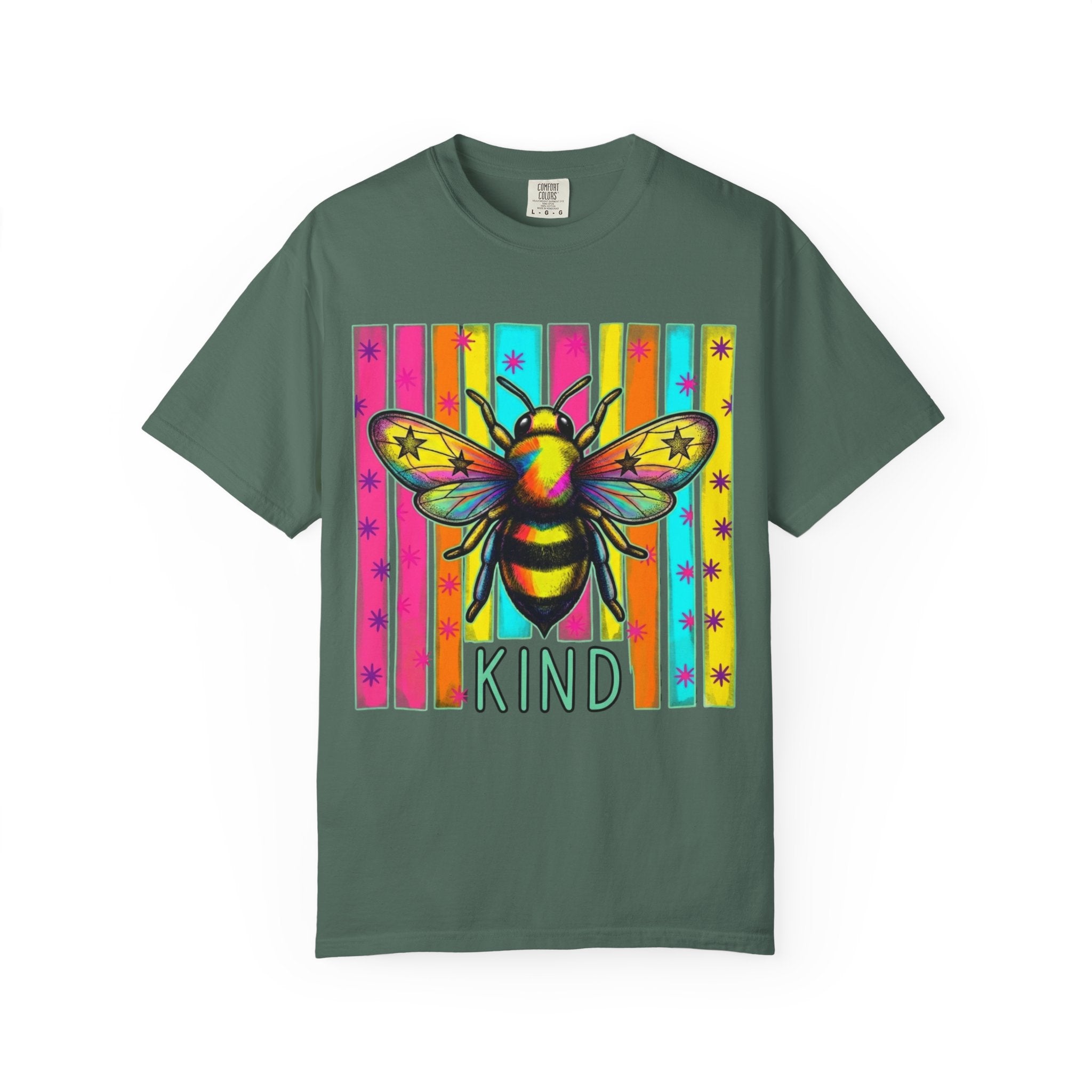 Bee Kind T Shirt Colorful Retro Striped Graphic Tee