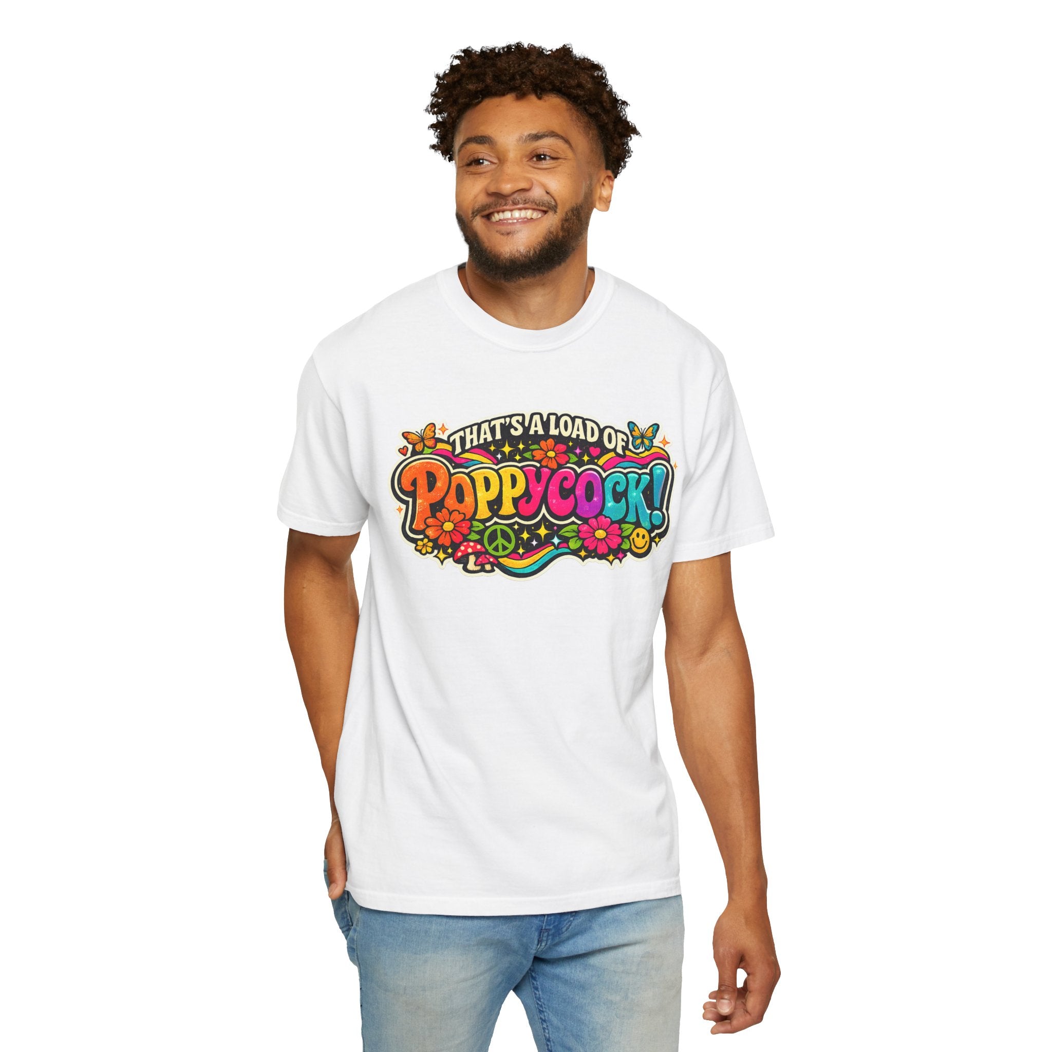 Poppycock Retro Hippie T Shirt  That’s a Load of Poppycock Colorful Vintage Floral Tee