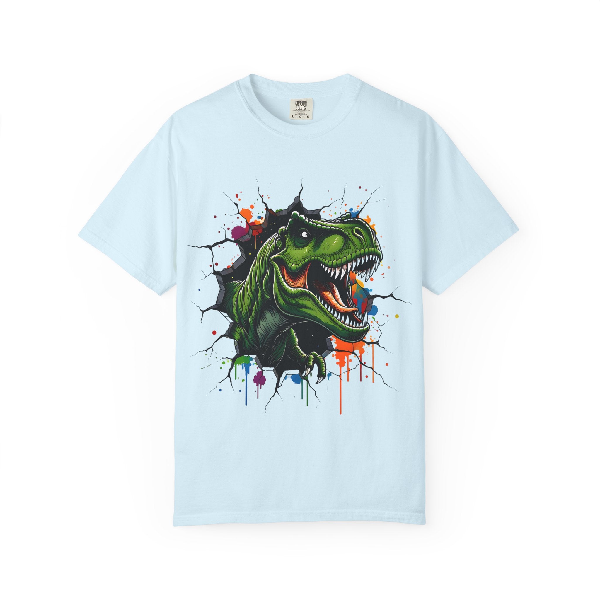 T Rex Burst Graphic T Shirt Colorful Dino Head Tee