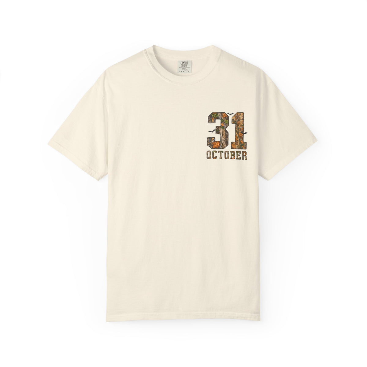 Halloween Ghost Treehouse T Shirt Front and Back 31 October Camo Pumpkin Tee