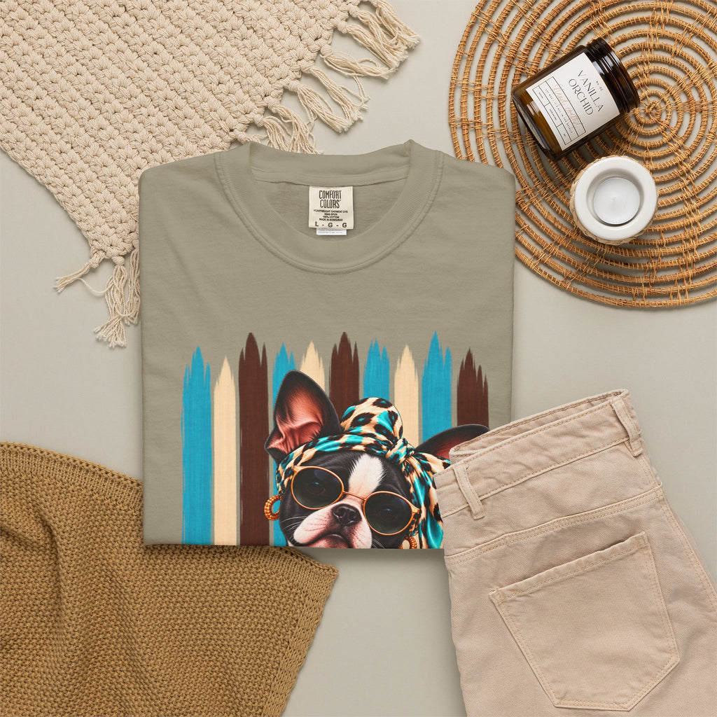 Boston Terrier Shirt, Trendy Dog Mom Tee, Artsy Dog Lover Gift, Comfort Colors T-Shirt, Sassy Boutique Dog Graphic Tee