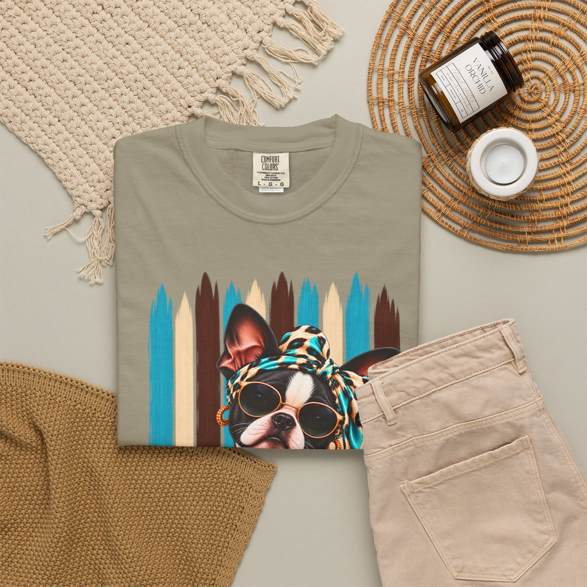 Boston Terrier Shirt, Trendy Dog Mom Tee, Artsy Dog Lover Gift, Comfort Colors T-Shirt, Sassy Boutique Dog Graphic Tee