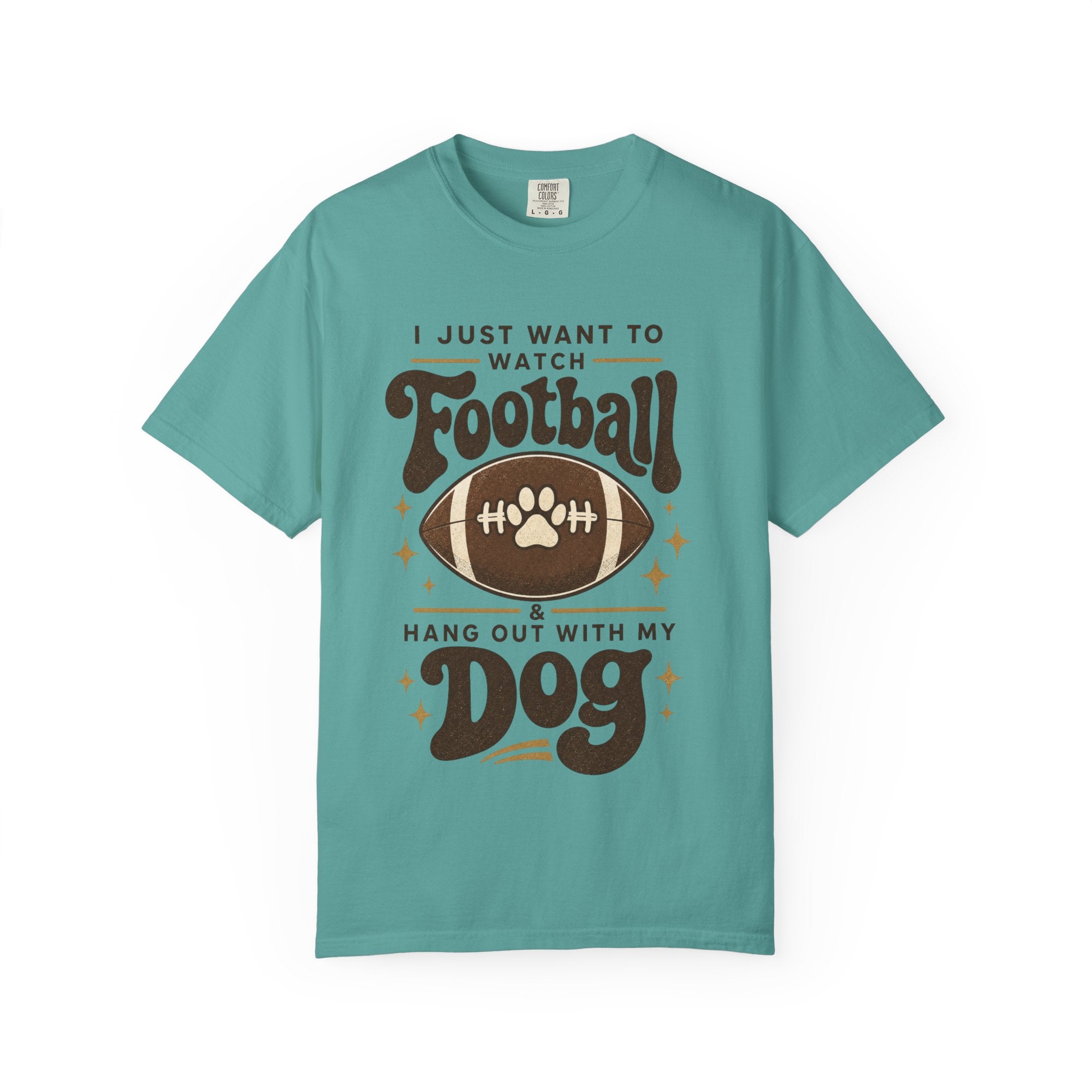 Football and Dog T Shirt I Just Want to Watch Football and Hang Out With My Dog Graphic Tee