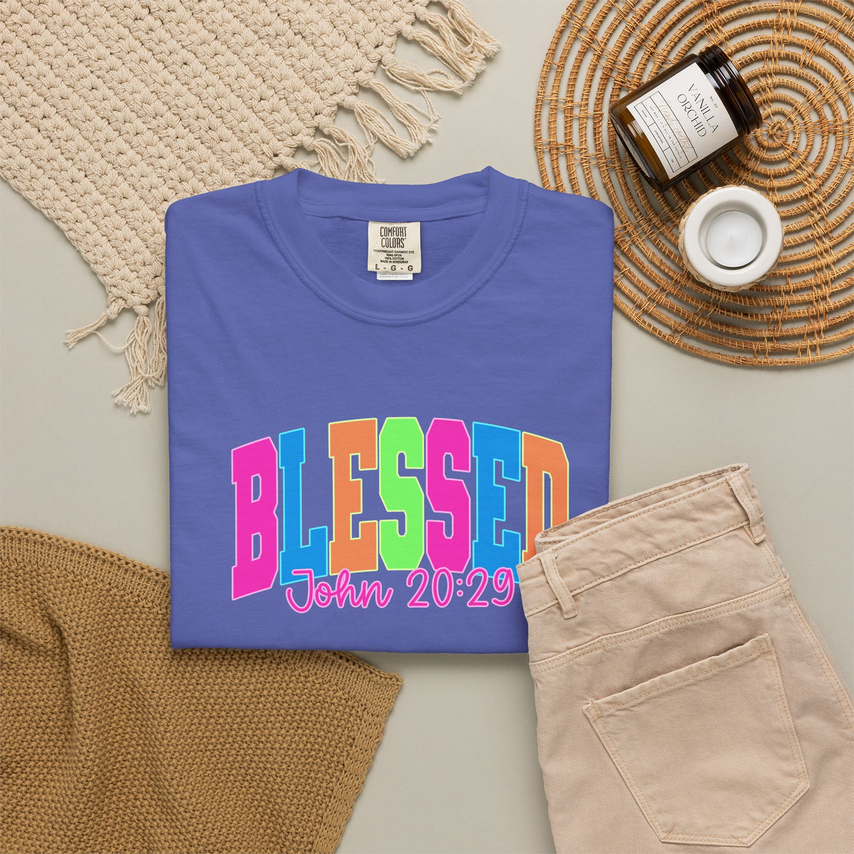 Blessed John 20:23 T shirt | Colorful Retro Gospel Tee