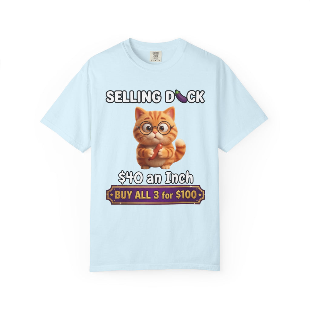 Funny Cat Graphic T-Shirt  Selling D ck Novelty Tee with Cute Kitten 40 an Inch Slogan