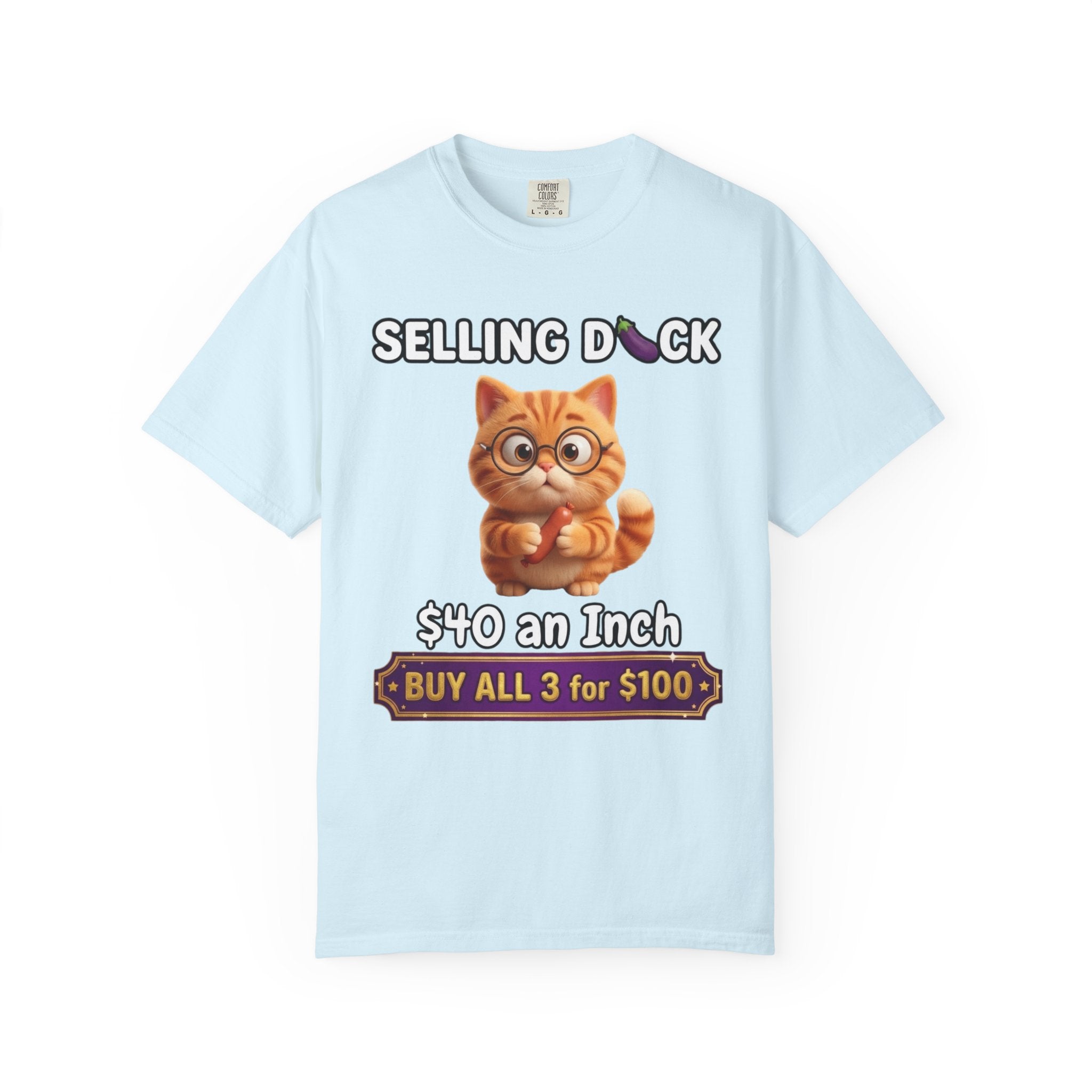 Funny Cat Graphic T-Shirt  Selling D ck Novelty Tee with Cute Kitten 40 an Inch Slogan