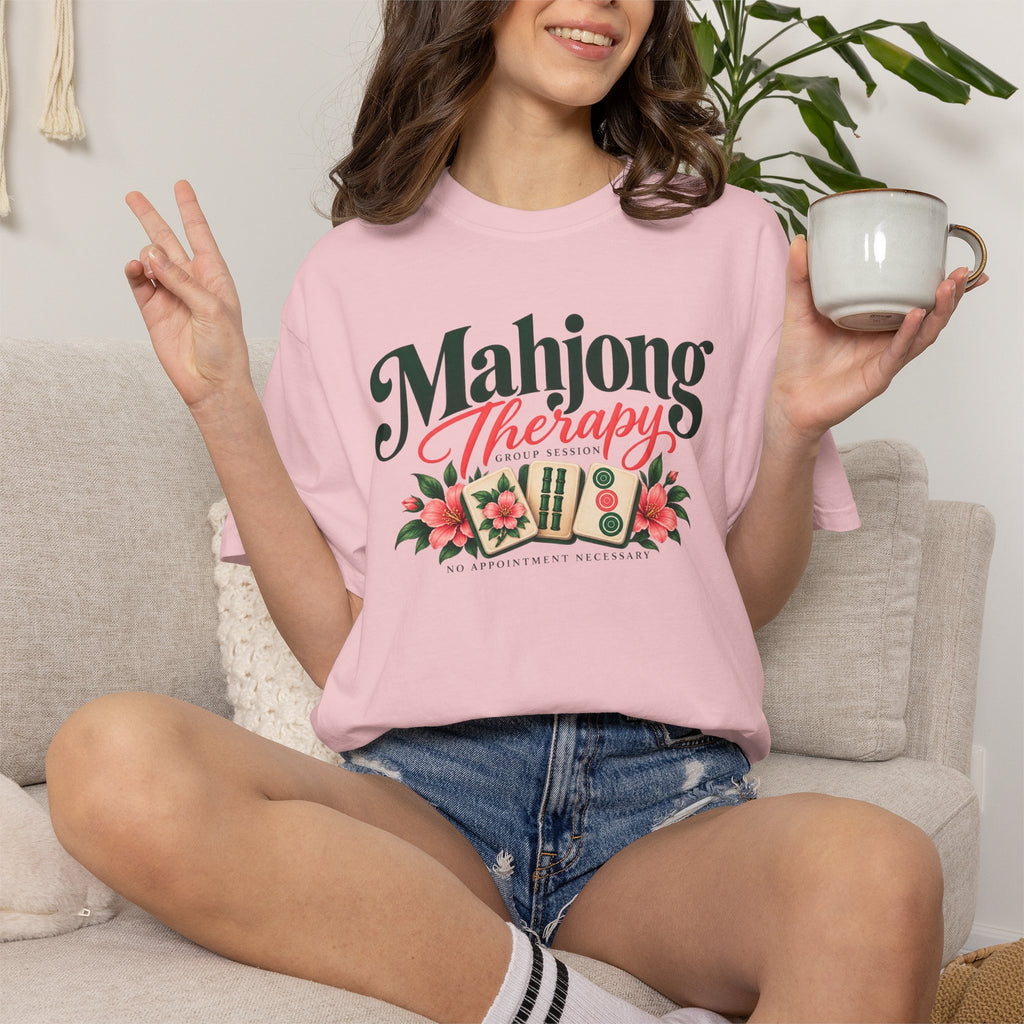 Mahjong Therapy T Shirt | Mahjong Tiles Floral Design