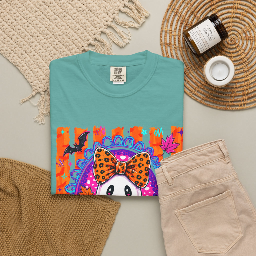 Halloween Ghost Tee Cute Polka Dot Bow Ghost Graphic T Shirt
