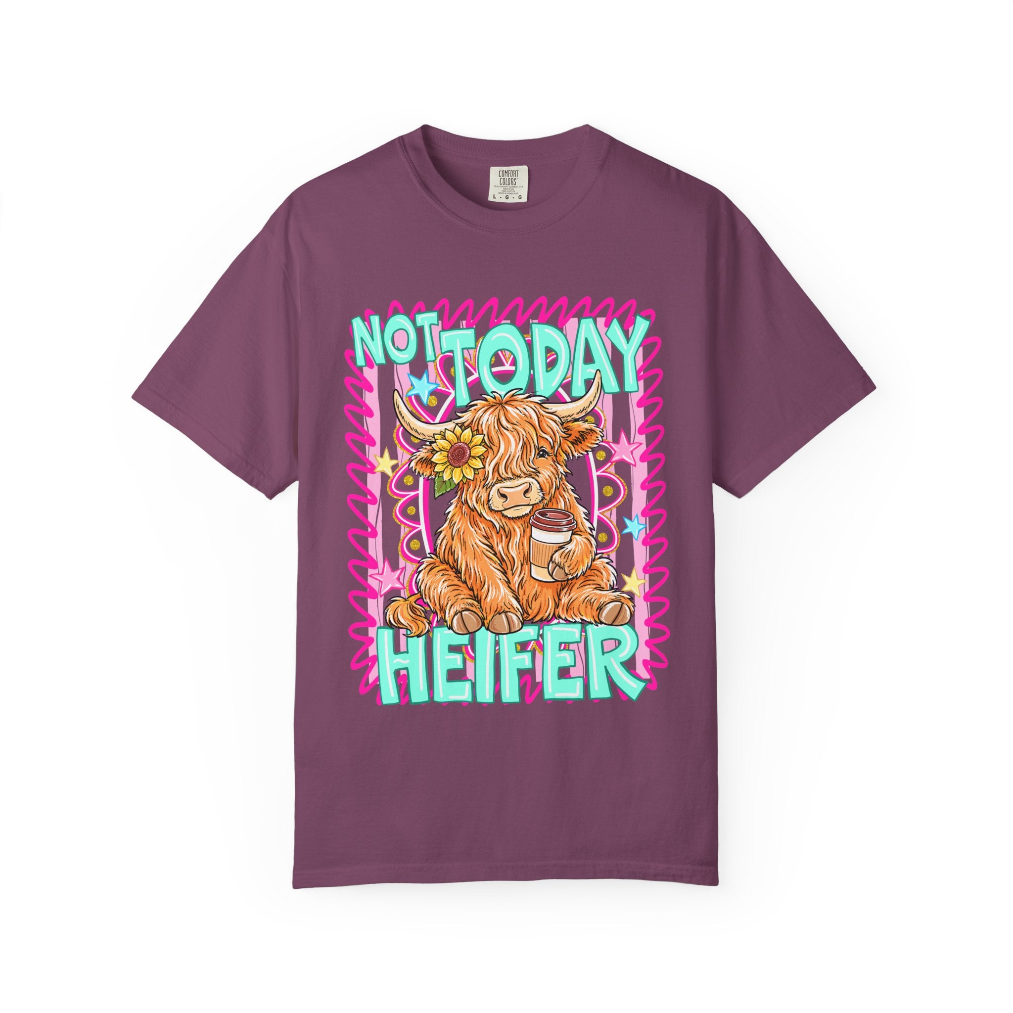 Not Today Heifer T Shirt Cute Highland Cow Graphic Tee
